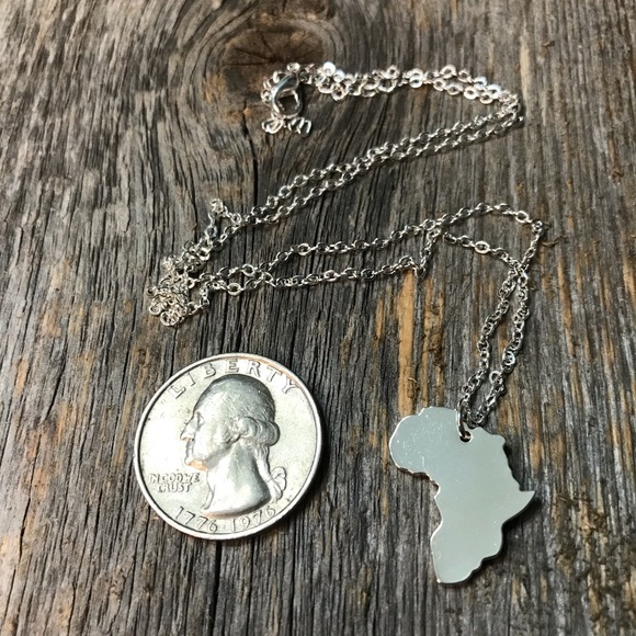 Stainless Steel Silver Africa Pendant Necklace - Picture 2 of 2